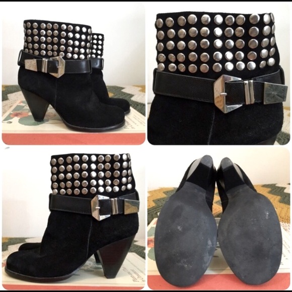 Shoes - Black Suede Ankle Boots. Size 6.5